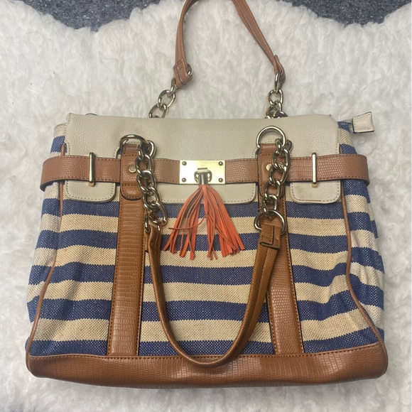 Aldo blue and off-white canvas tote - Picture 9 of 11